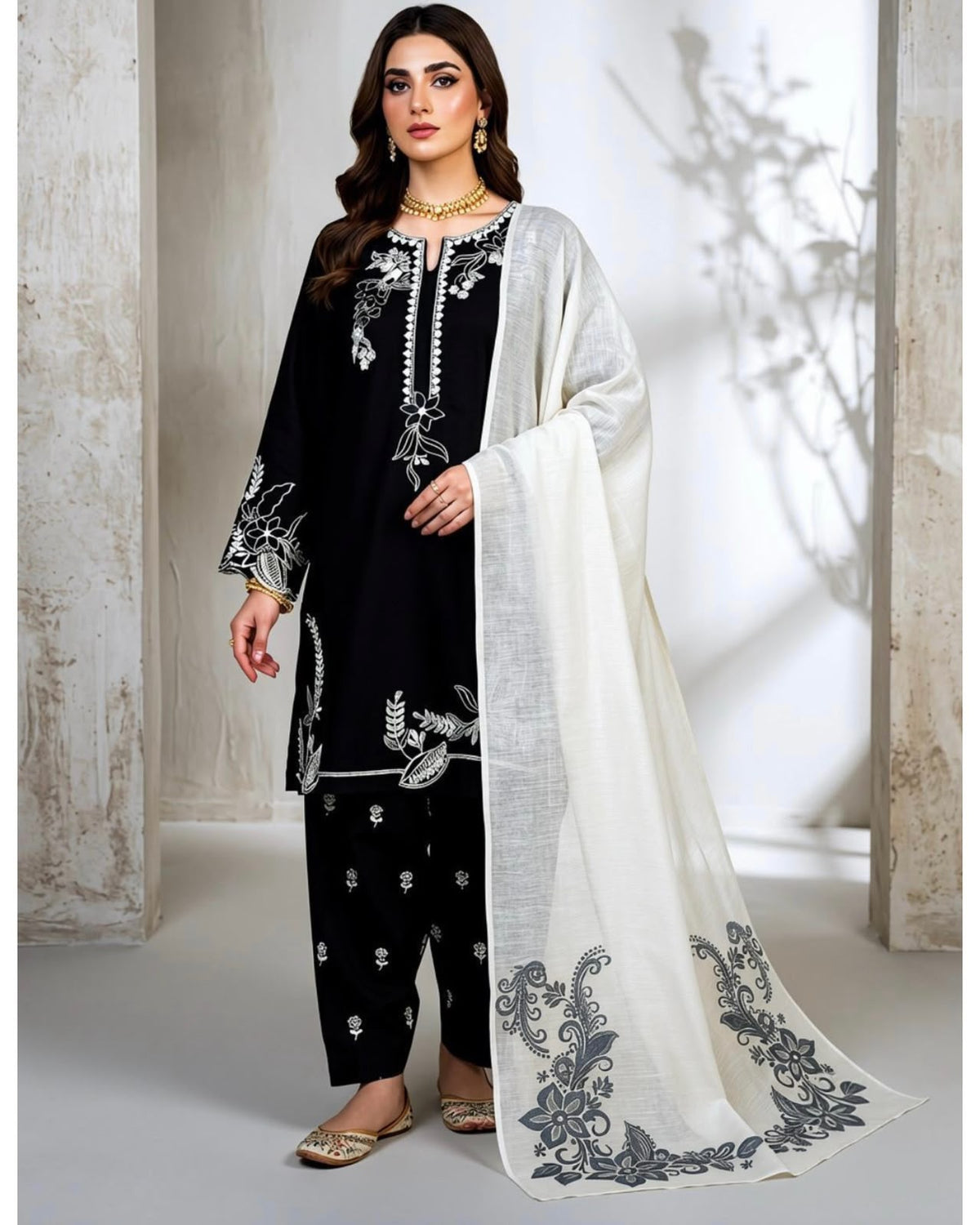 Nazakat dress with Embroidered lawn short shirt