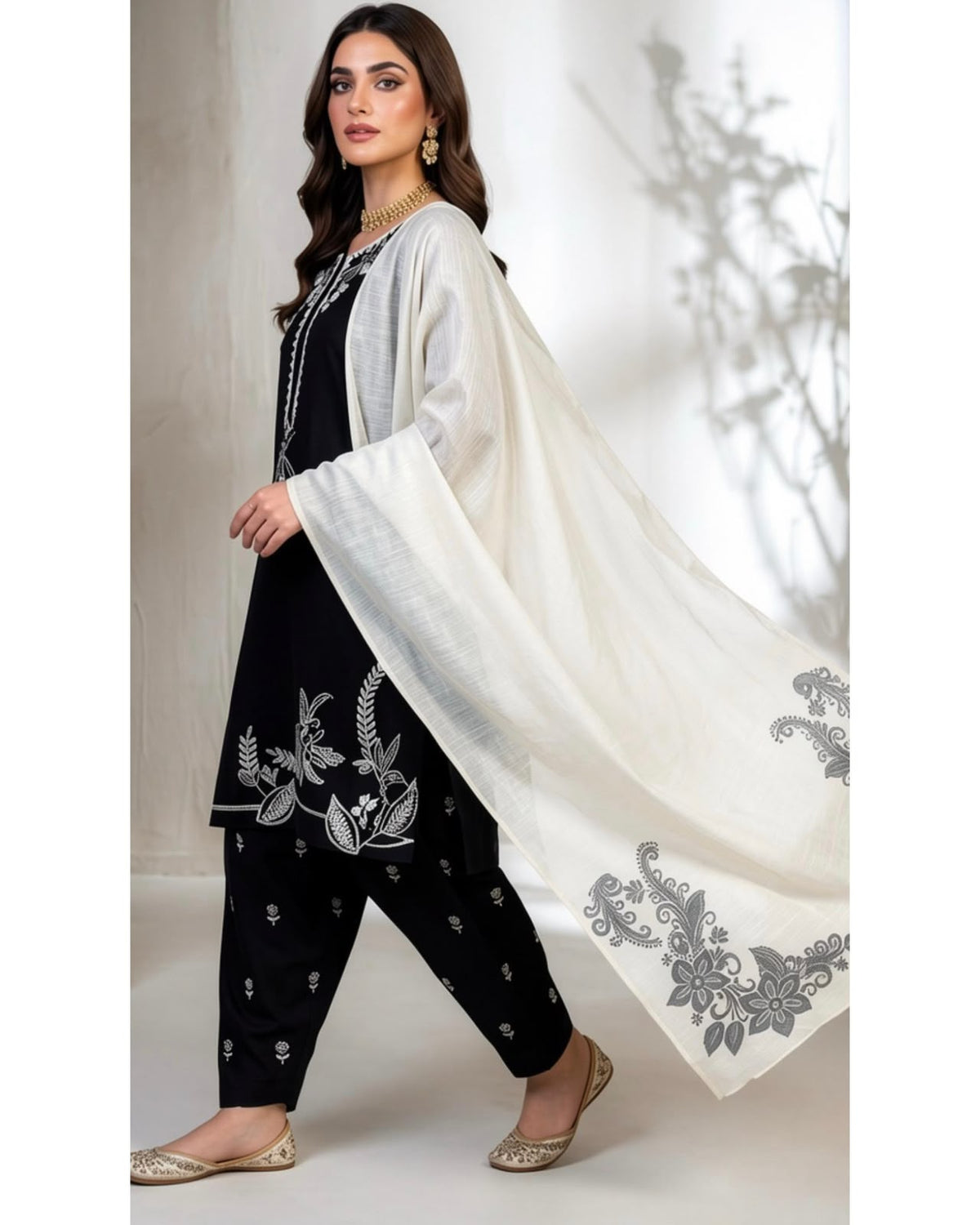 Nazakat dress with Embroidered lawn short shirt