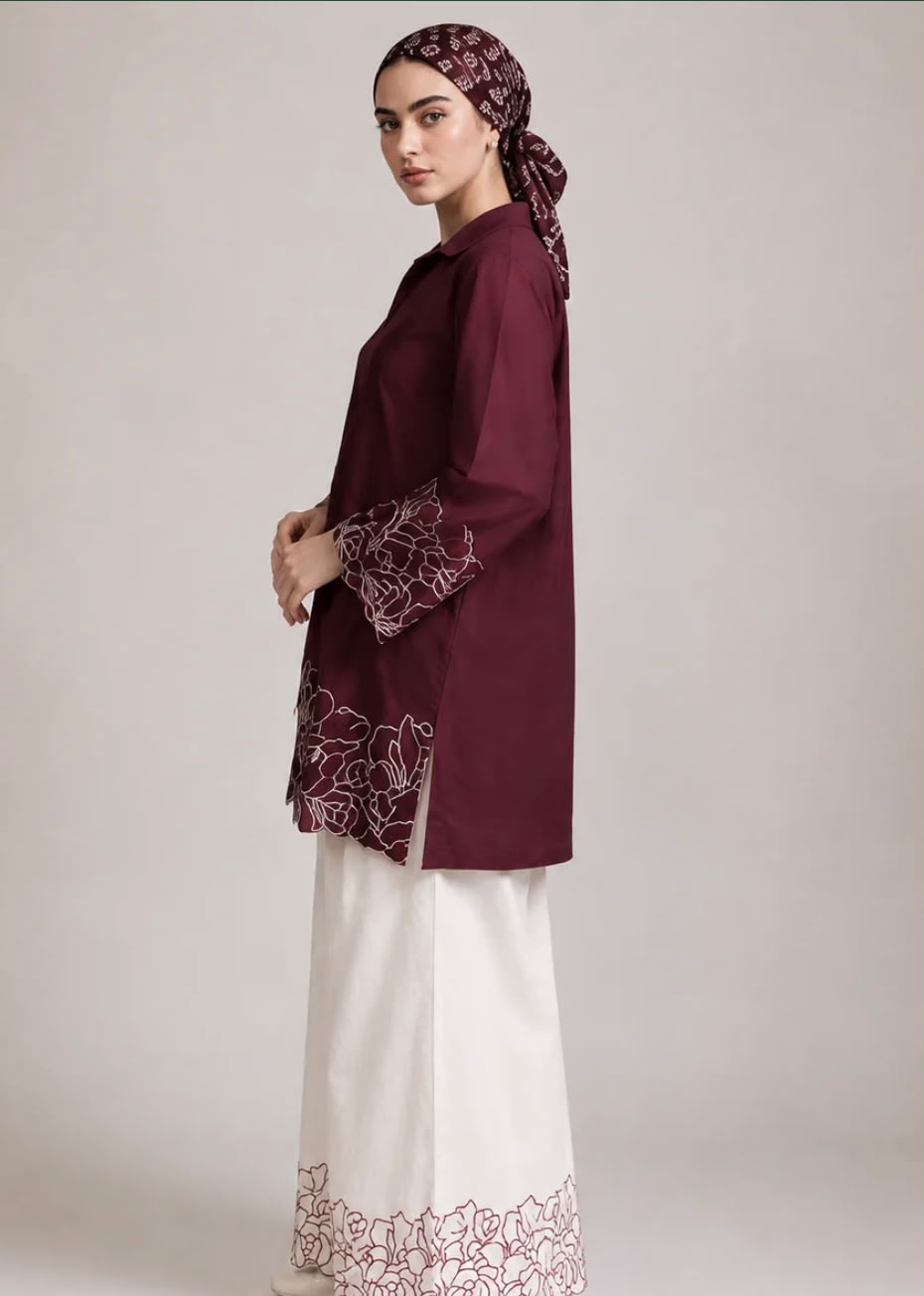 Rang e Hina with Deep maroon short shirt