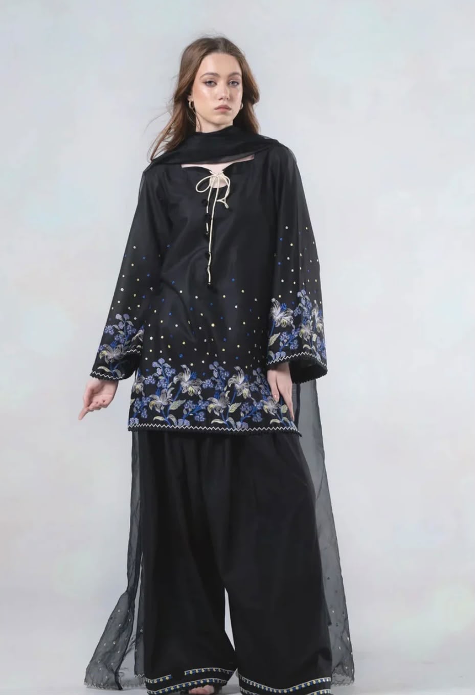 Shab e Gul with Embroidered cotton short shirt