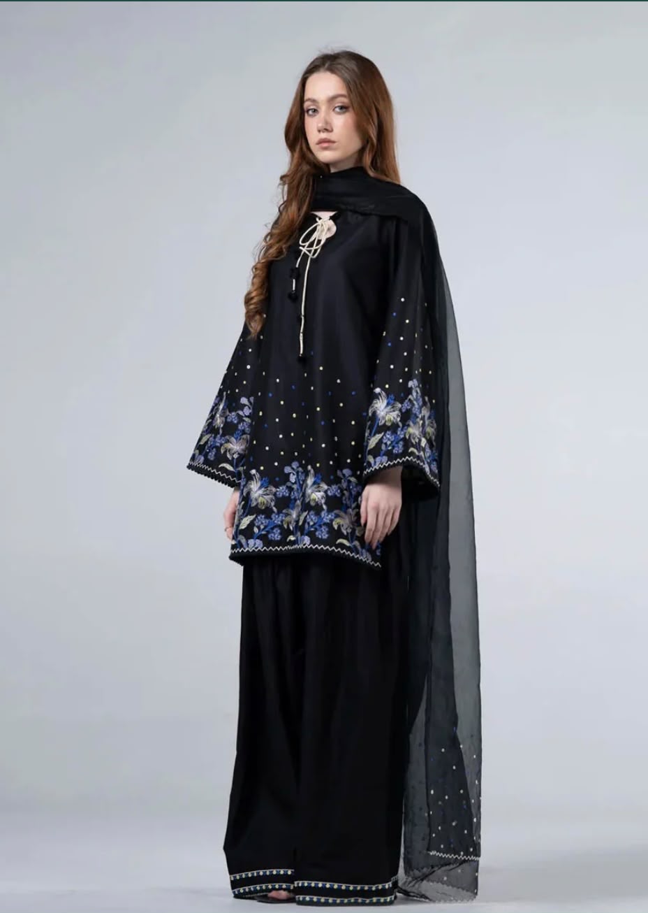 Shab e Gul with Embroidered cotton short shirt