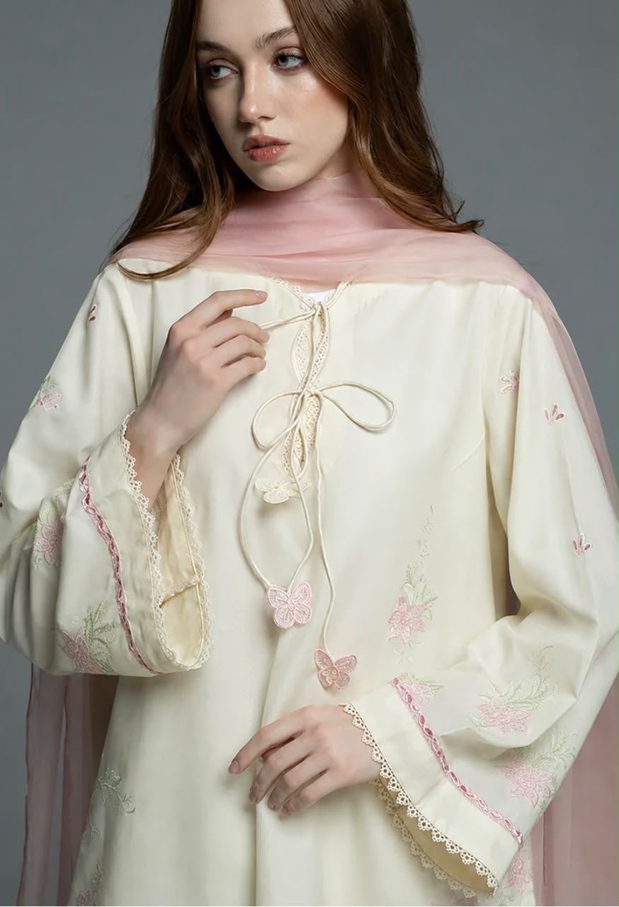 Gul e yaas with Embroidered cotton short shirt